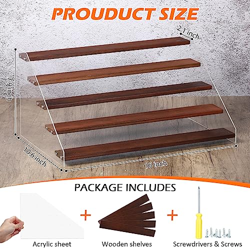 4 Pack Acrylic Wood Tiered Display Shelf Rack Step Riser Ladder Stand (15.7 Inch, 5 Tier) G35736