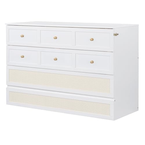 Queen Size Solid Pine Murphy Bed with Storage Drawer Q583115