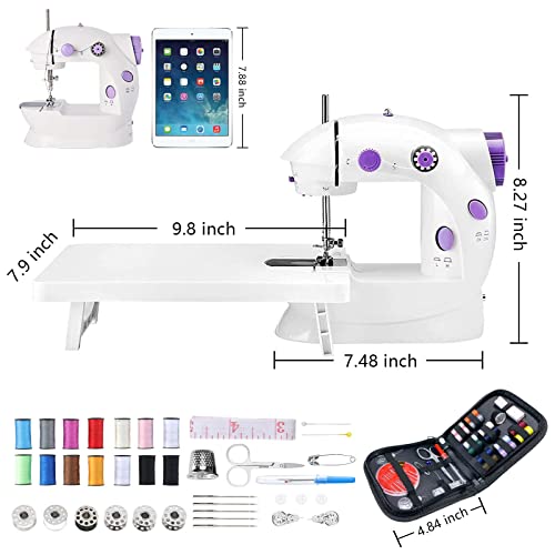 Mini Sewing Machine, Adjustable 2-Speed 2-Thread Portable Electric Sewing Machine with Foot Pedal T45431