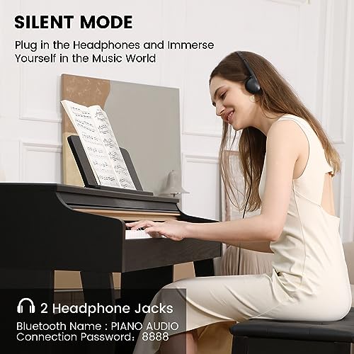 Black 88 Key Weighted Digital Piano with Hammer Action, Dual 25W Speakers, Triple Pedal S273850