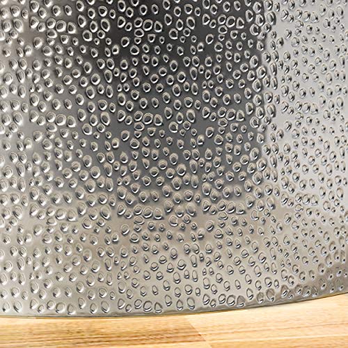 Silver Round Coffee Table with Hammered Iron U321