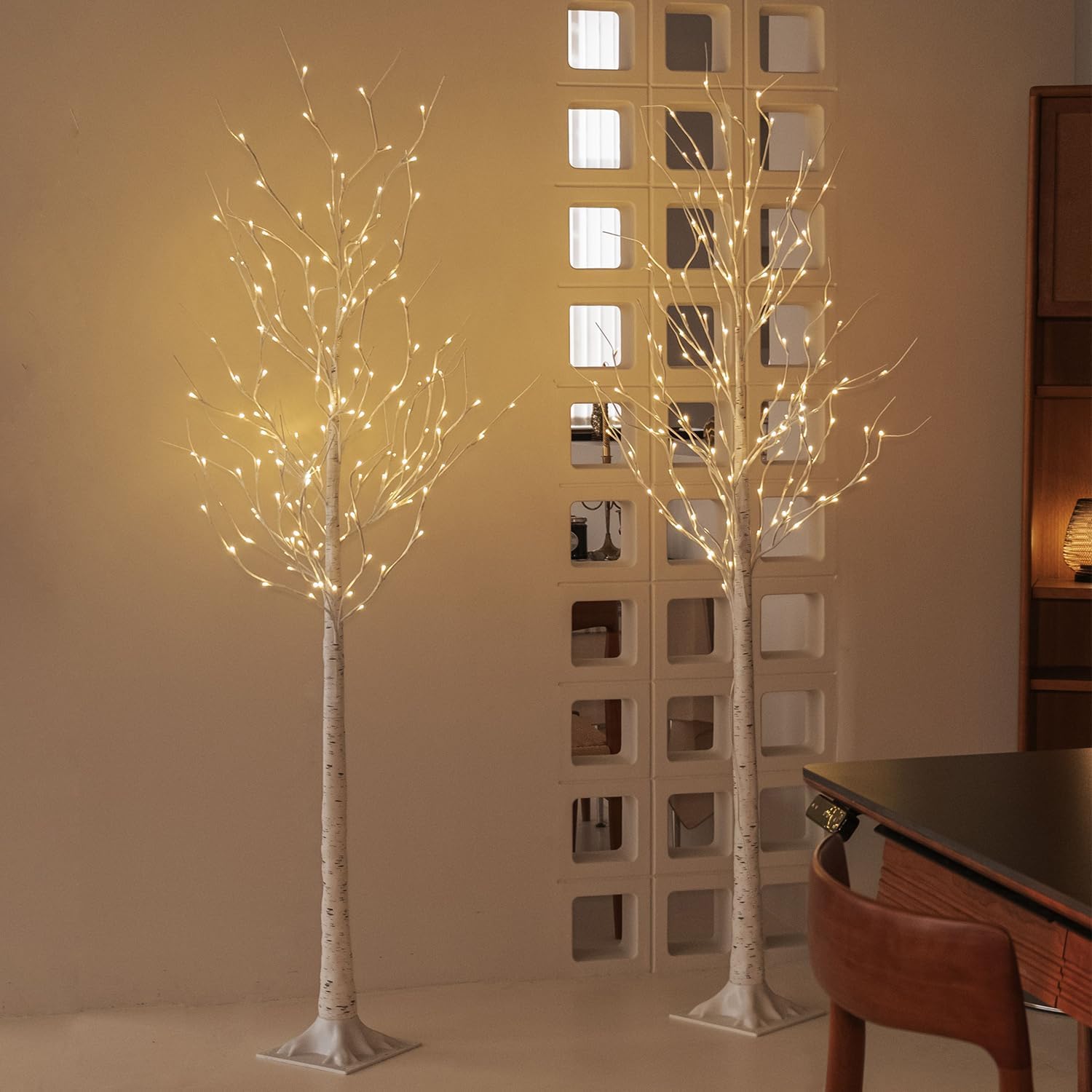 2 Pack 6 Feet Prelit White Artificial Christmas Trees N845460