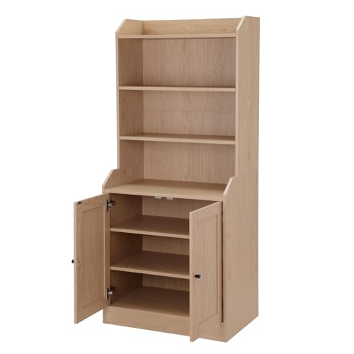 Natural Oak Sideboard with 3 Drawers and 3 Open Shelves T789127