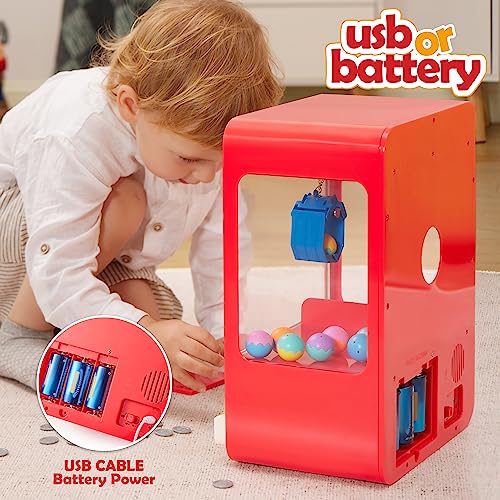 Claw Machine Arcade Toy with LED Light & Adjustable Sound, Rechargable Dispenser Toys Mini Vending Machine for Kids L74247