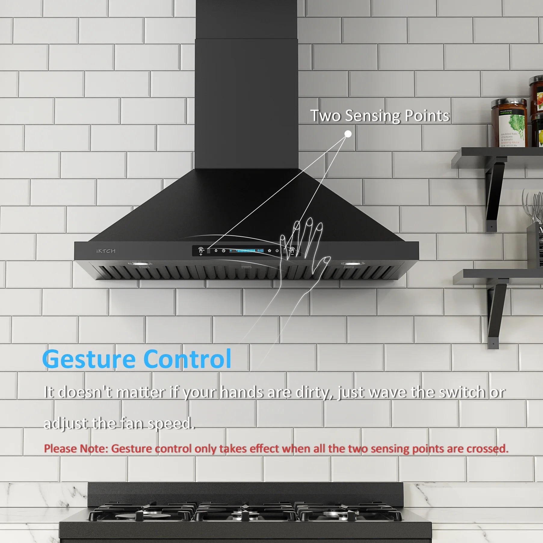 30 inch Black Wall Mount Range Hood with Stainless Steel Vent Hood T285