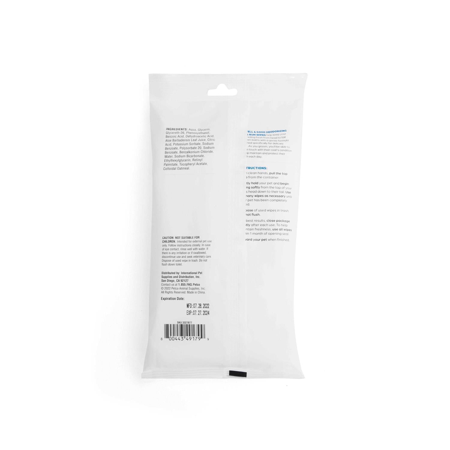 Deodorizing Paw and Bum Wipes D6726