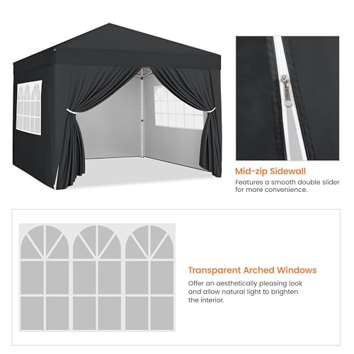 10x10 Pop Up Canopy with 4 Removable Sidewalls, White W765