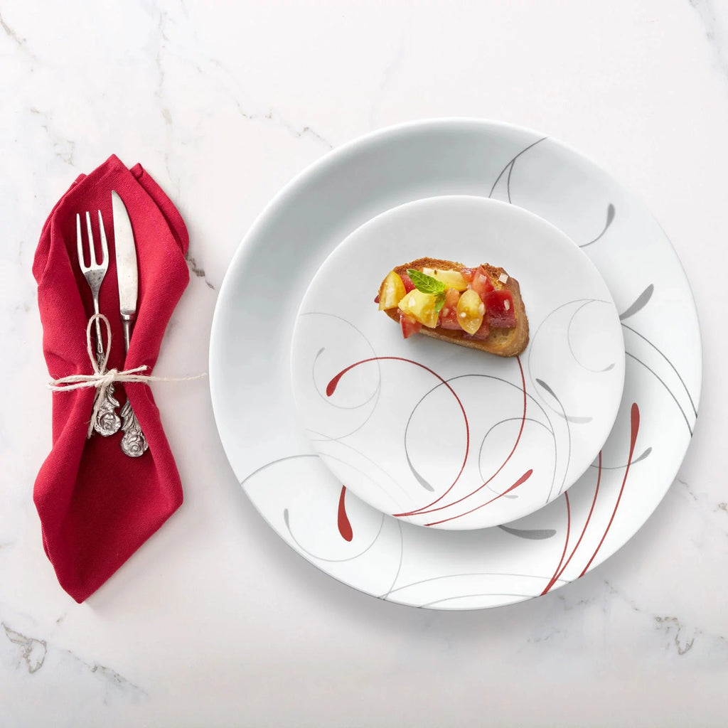 White and Red 12-Piece Dinnerware Set C934299