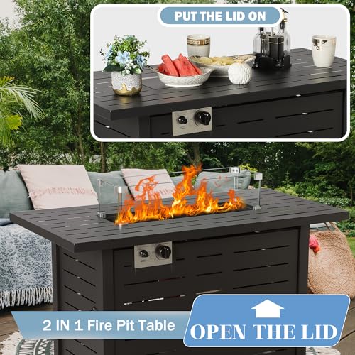 7 Pieces Patio Furniture Set with Cushions and Glass Coffee Table D4353