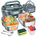 Electric Heated Lunch Box 100W 1.5L Portable Food Heater with Leak-Proof Lid C537636