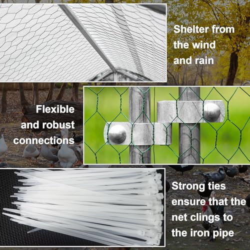 Large Metal Chicken Coop Walk-in Chicken Run with Waterproof Cover Anti-UV Spire Shaped Cage (13.1’L x 9.8’W x 6.5’H) I878