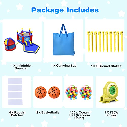 Inflatable Bounce House with Basketball Hoops and Ball Pit Pool P537