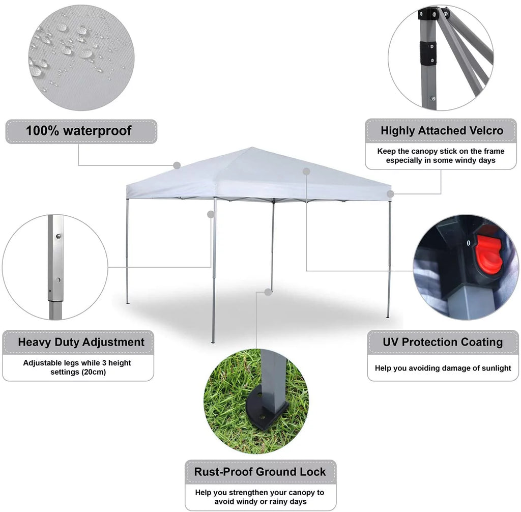 10x10 White Pop-up Canopy Tent with Bag S8509
