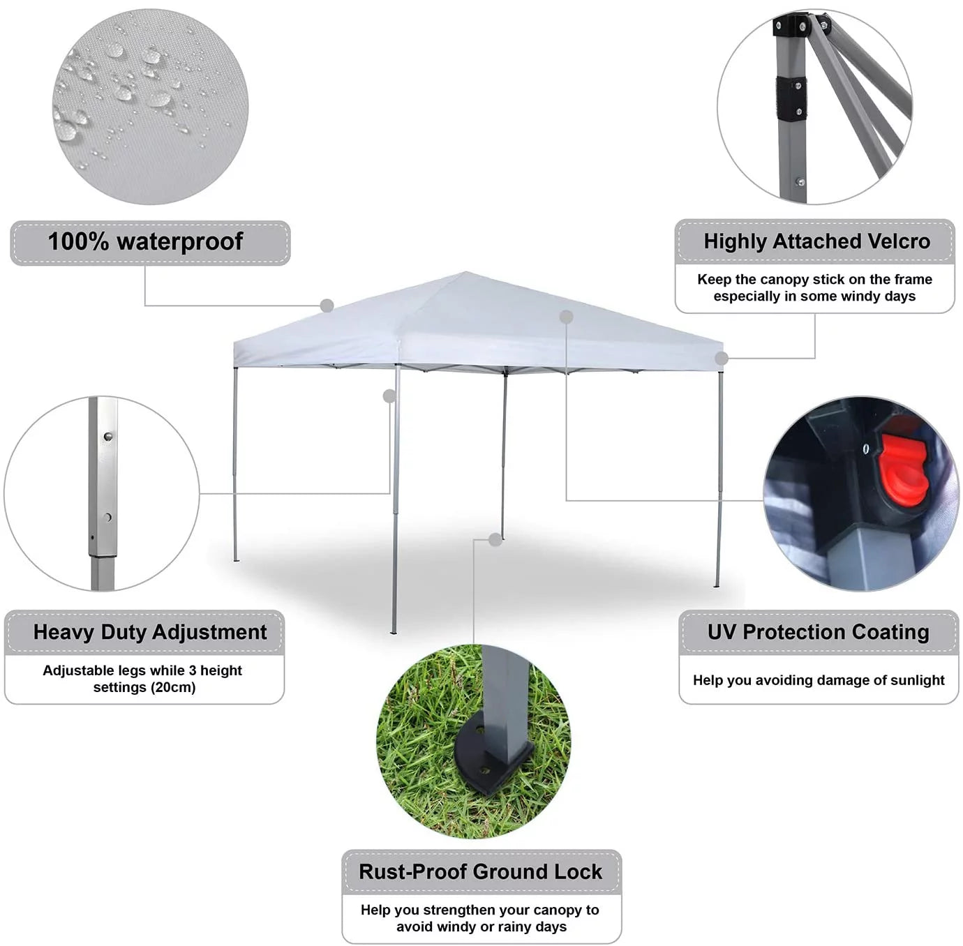 10x10 White Pop-up Canopy Tent with Bag S8509