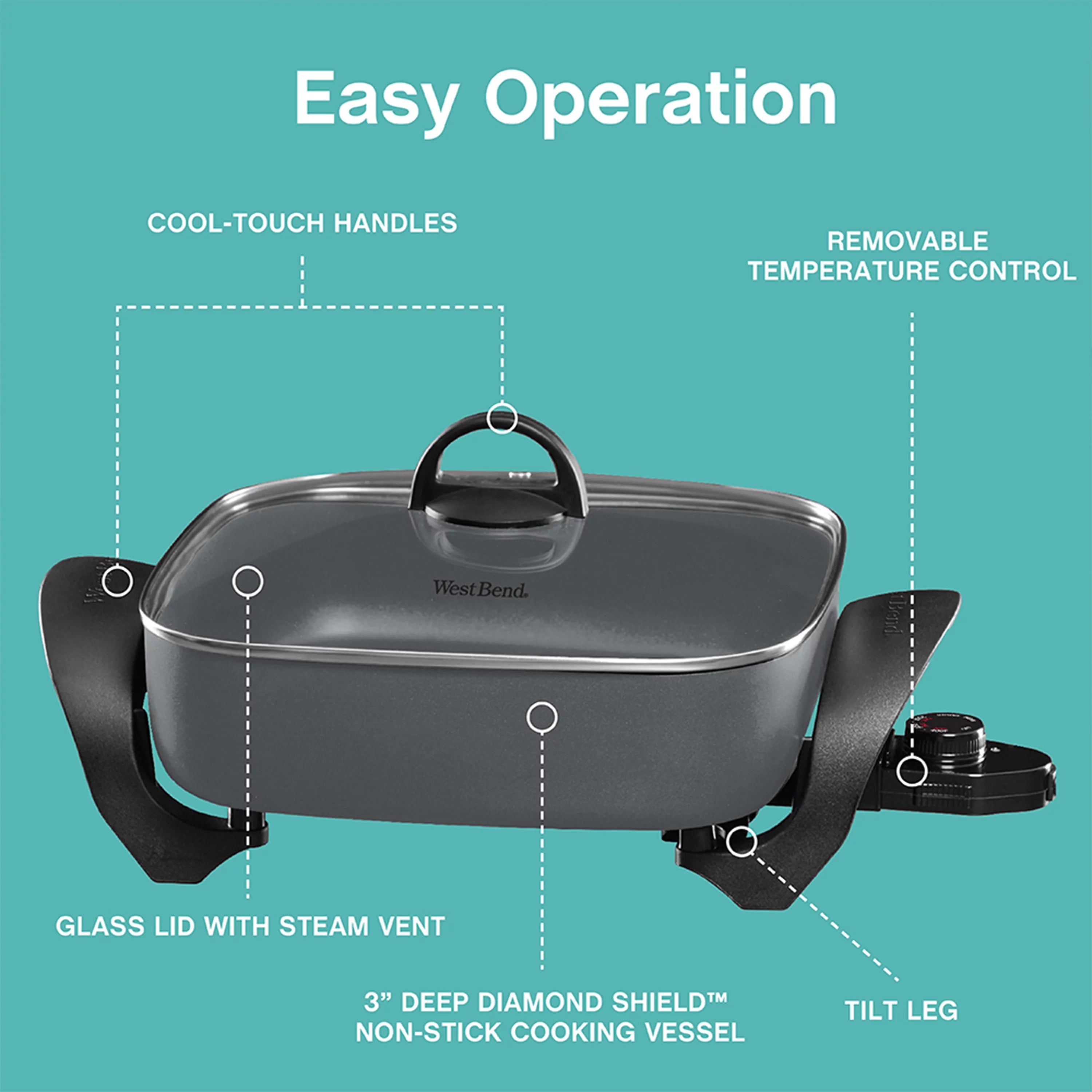 12-Inch Electric Skillet with Nonstick Coating I798251