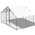 Large Metal Chicken Coop Walk-in Chicken Run with Waterproof Cover Anti-UV Spire Shaped Cage (13.1’L x 9.8’W x 6.5’H) I878