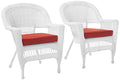 Wicker Chair with Red Cushion, Set of 2 D481210