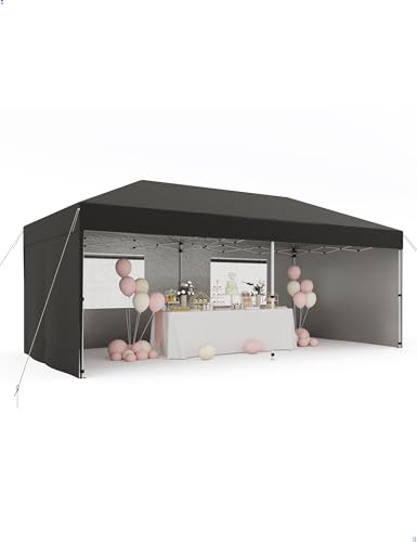 10'x 20' Pop up Canopy Tent with 210D Oxford Fabric, Black J8123