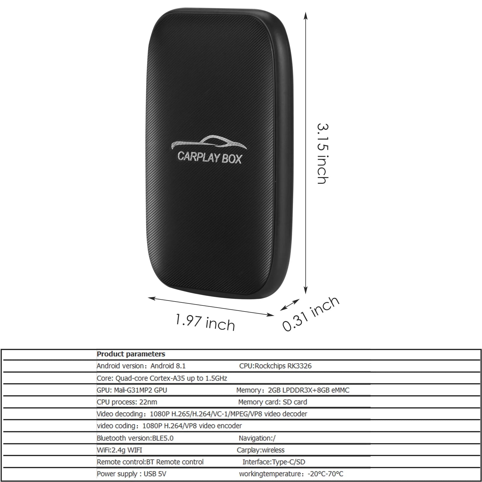 Wireless CarPlay Android Auto Multimedia Video Dongle F213