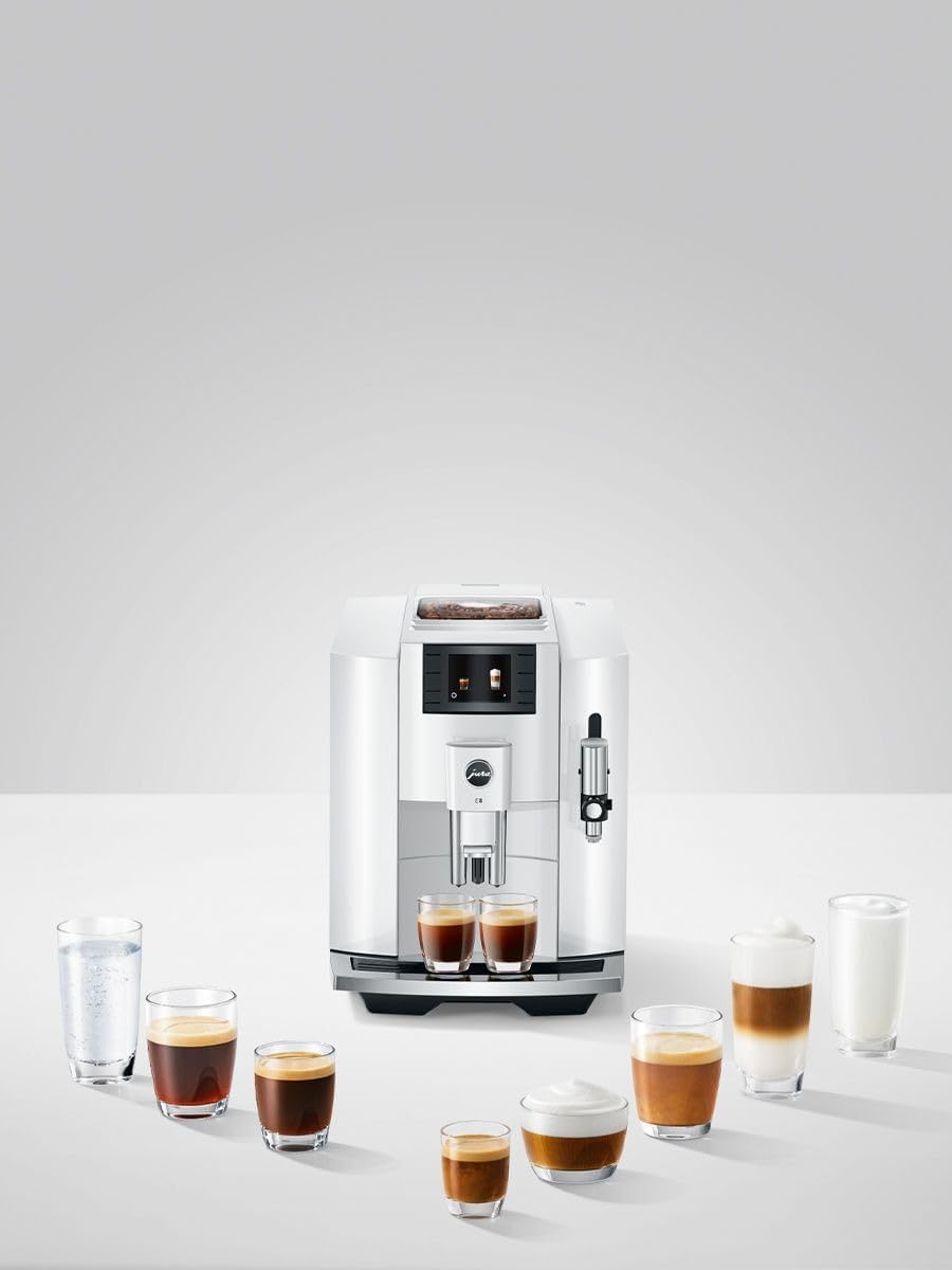 Piano White Automatic Espresso Machine with Glass Milk Container and Coffee Canister with Measuring Spoon P873588