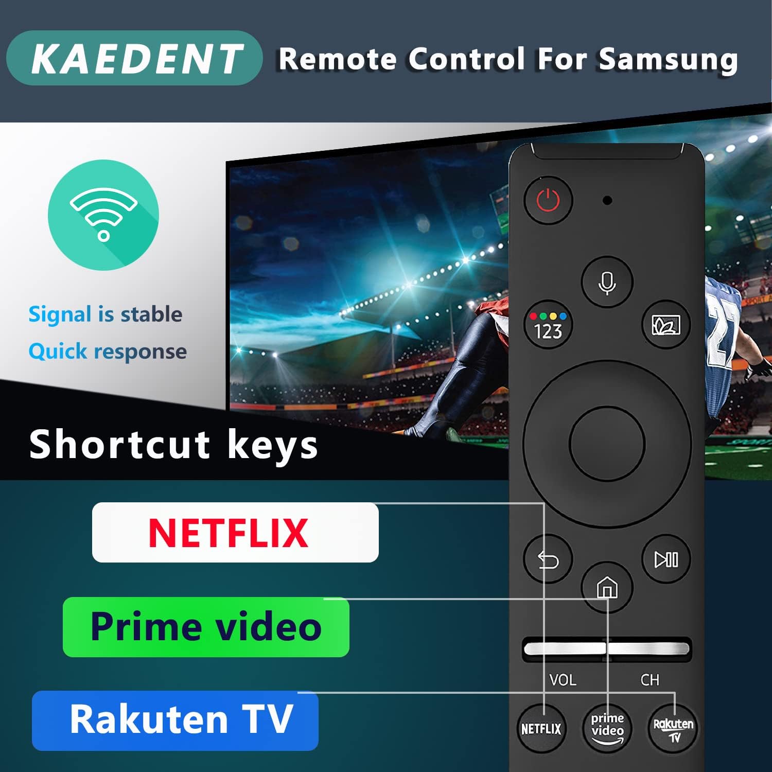 Remote Control for Samsung Smart TV with Voice and Netflix, Prime Video Buttons O946214