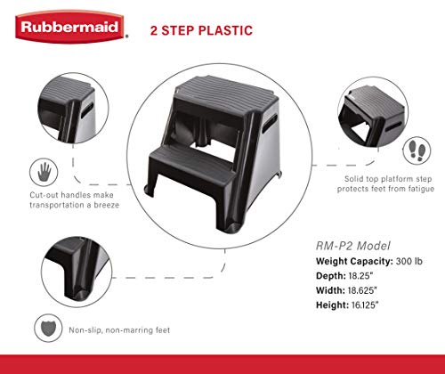 Black 2-Step Molded Plastic Step Stool E264