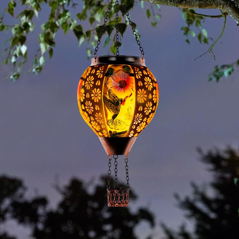 Metal & Glass Solar Lantern with Candle Holder L11465