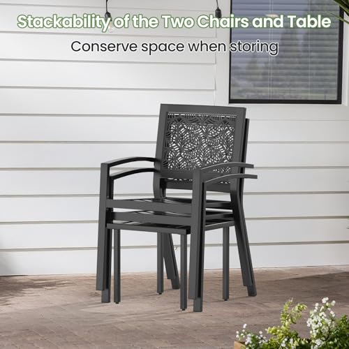 Peacock Blue Stackable Bistro Set with 2 Chairs and 1 Coffee Table P767570