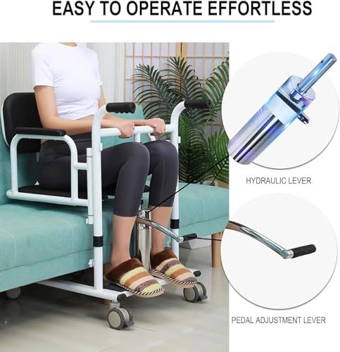 4 in 1 Hydraulic Transfer Chair with 180° Split Seat, Toilet and Tray Table, Load 440Lbs K611144