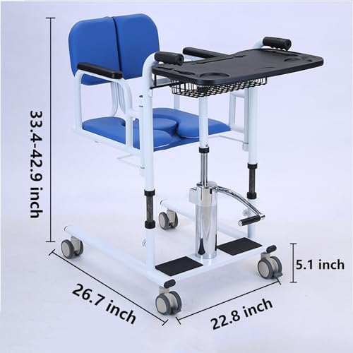 4 in 1 Hydraulic Transfer Chair with 180° Split Seat, Toilet and Tray Table, Load 440Lbs K611144