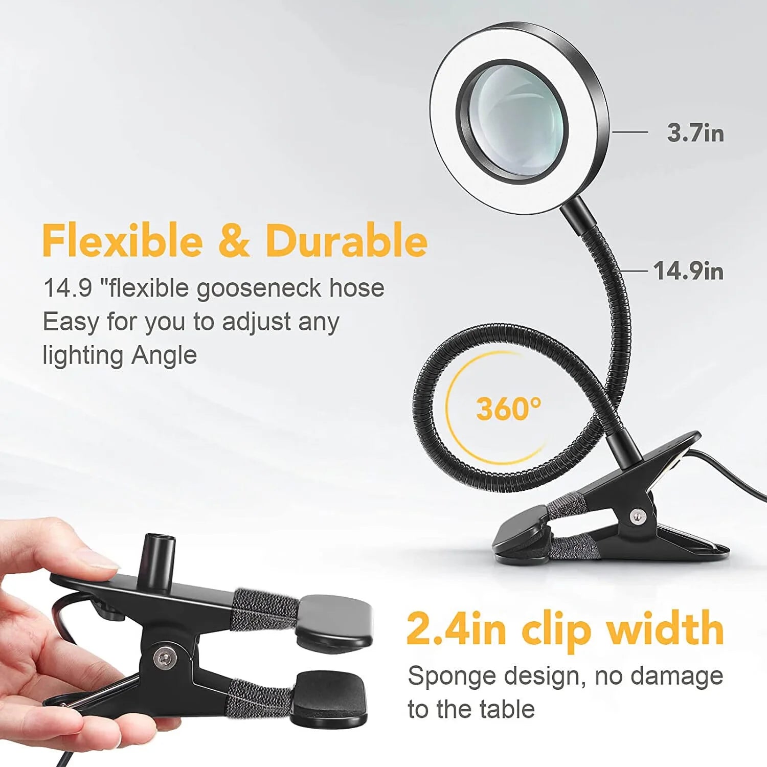 Magnifying Glass with LED Desk Lamp with Clamp, 3-Level Dimmable Desk Light Q5723