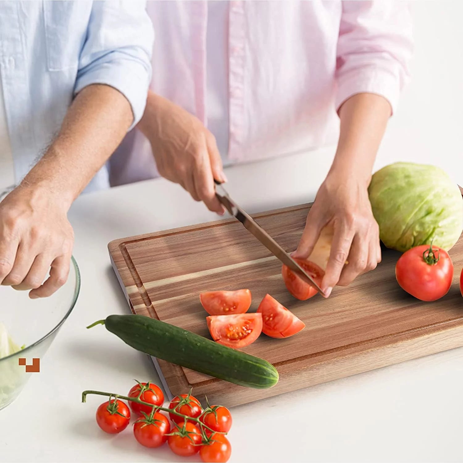 Acacia Wood Cutting Board with Juice Groove, 24"x 18"x 1.2" Extra Large Butcher Block E861