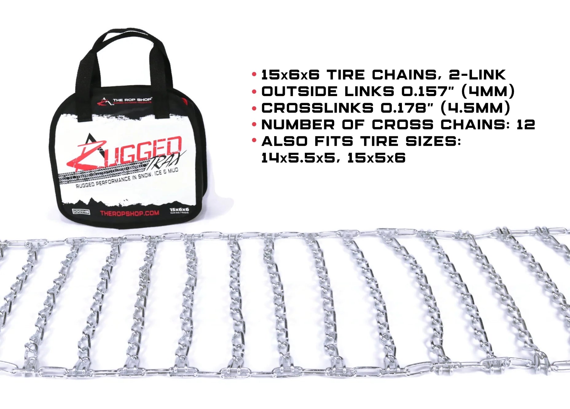 Pair of 2 Link Tire Chains 15x5x6 V13679