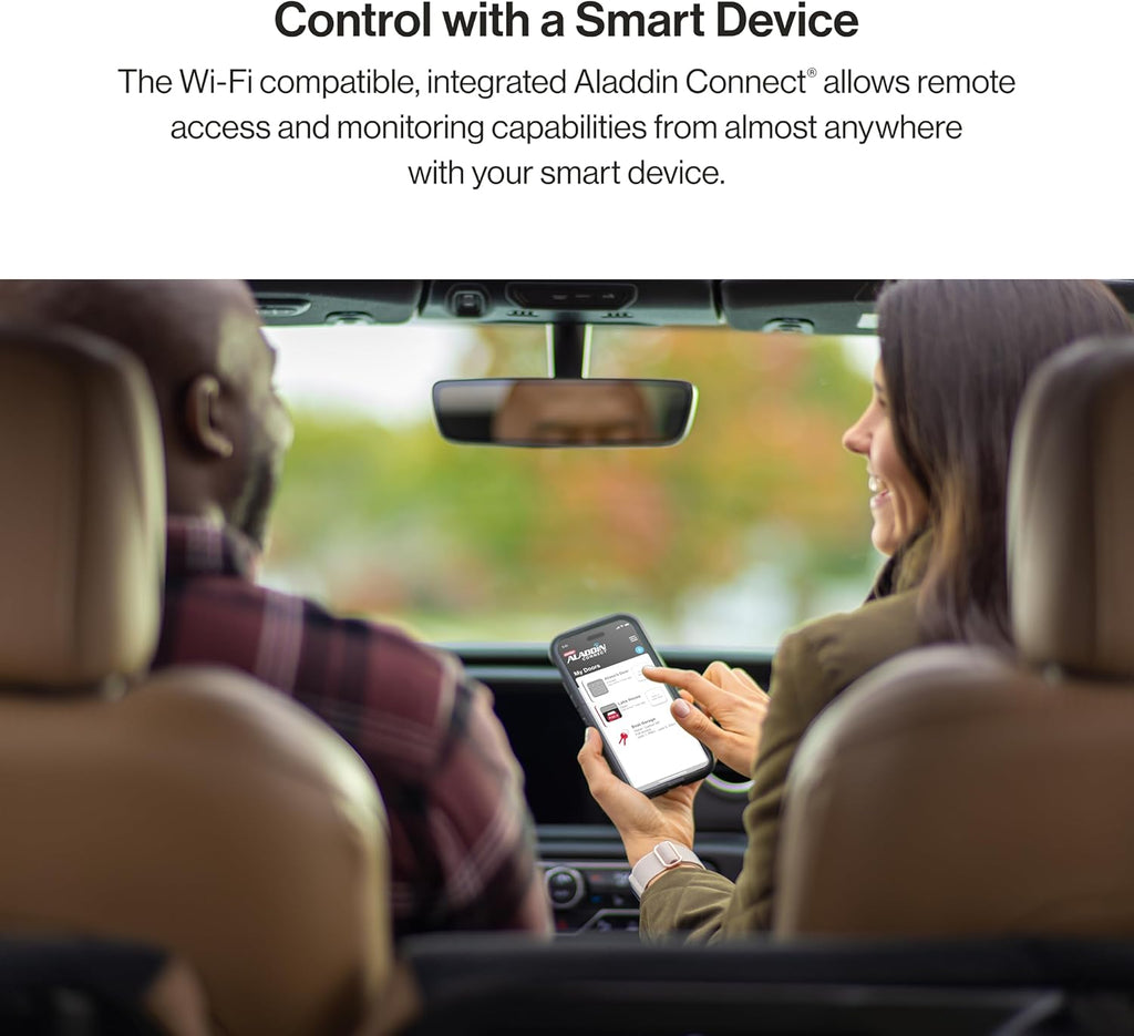 Smart Garage Door Opener with WiFi and Battery Backup, Black/White H64278
