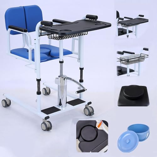 4 in 1 Hydraulic Transfer Chair with 180° Split Seat, Toilet and Tray Table, Load 440Lbs K611144