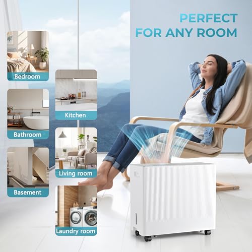 4500 Sq.Ft Energy Star Dehumidifier with Drain Hose, 50 Pint to 110 Pint Dehumidifier with 1.59 Gallon Water Tank E2371