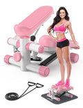 Mini Stepper with Resistance Bands, Adjustable Height Fitness Stepper Machine S401