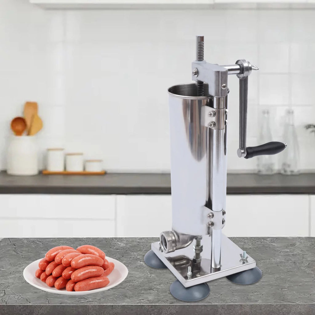 3L Manual Sausage Stuffer Stainless Steel Vertical Sausage Maker with 8 Tubes S34671