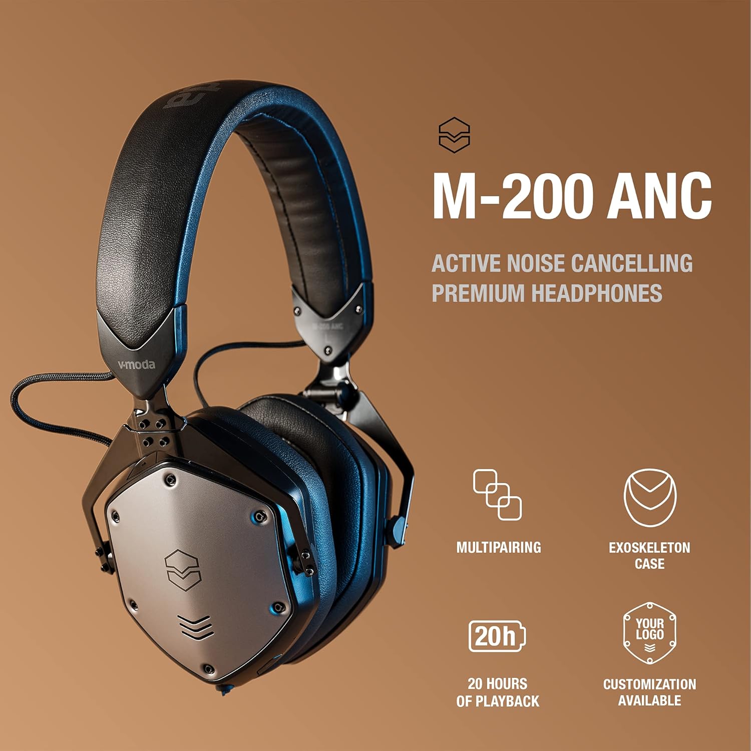 Matte Black Noise Cancelling Wireless Over-Ear Headphones Z383