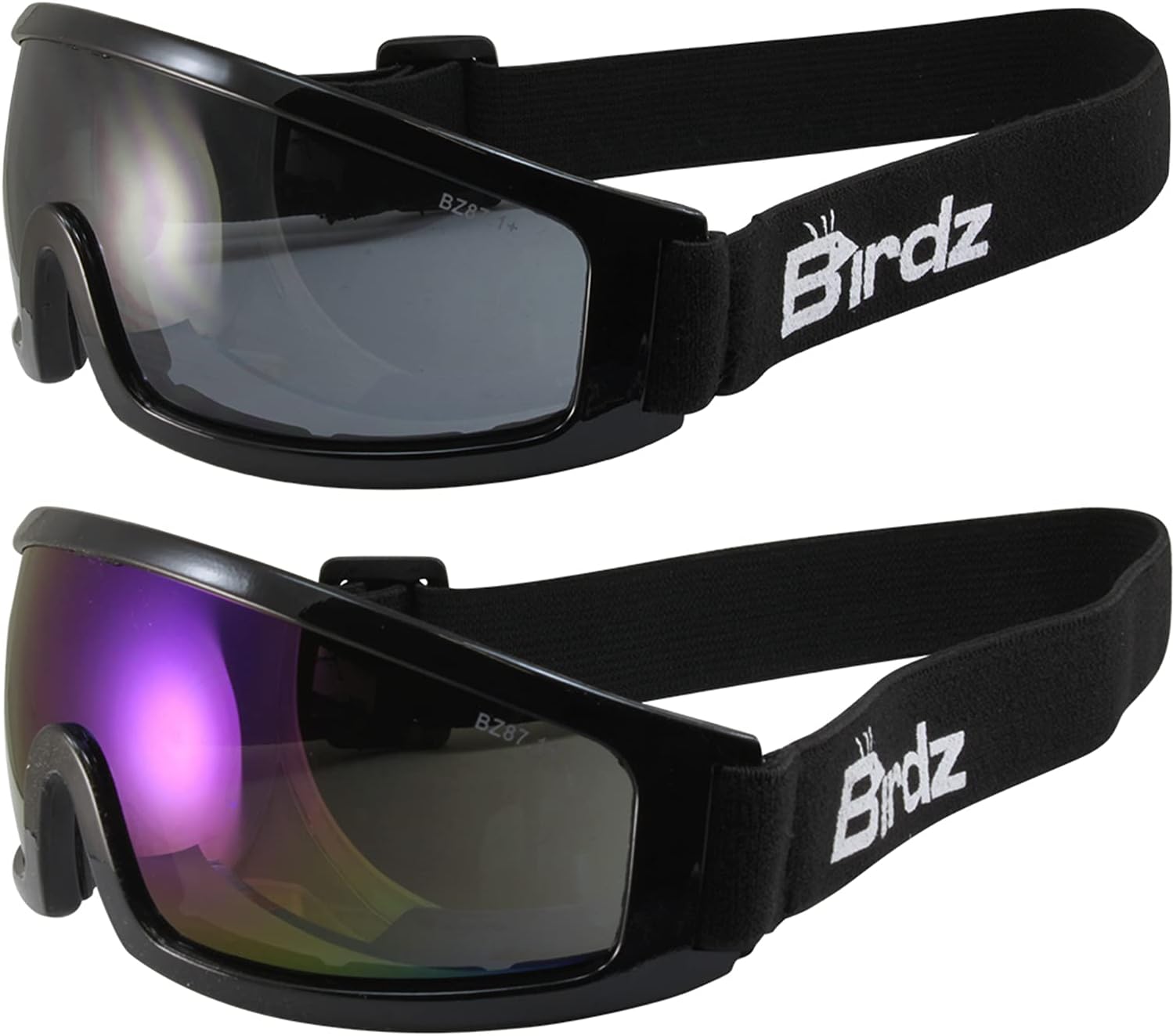 2 Pairs Safety Goggles Blue Mirror & Smoke Lenses P9099