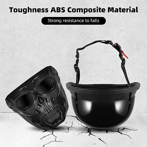 Motorcycle Half Helmet with Face Shield, DOT Approved Retro Half Shell Helmet K147