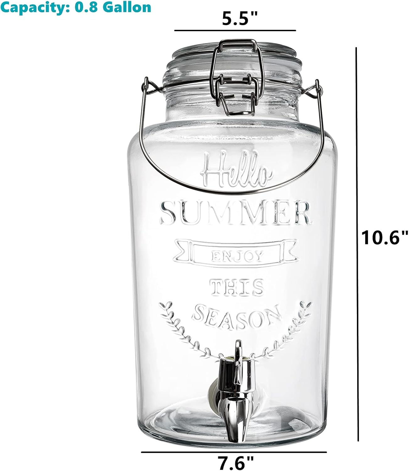 Glass Beverage Dispenser with Spigot, 0.8 Gallon W771537