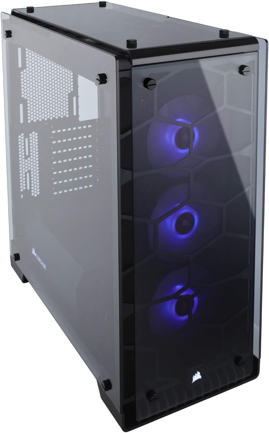 Black Mid-Tower Case with 3 RGB Fans Tempered Glass X819675
