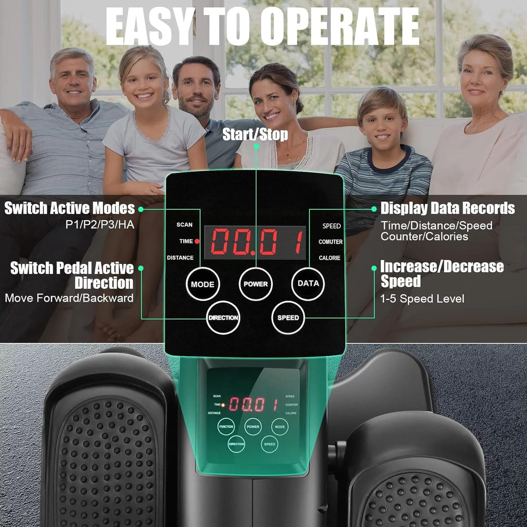 Under Desk Electric Seated Pedal Exerciser with LCD Display and Remote Control H823