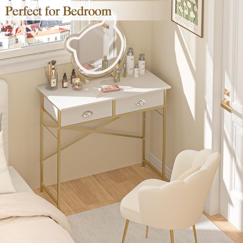 White 31.5 Inch Vanity Desk with Drawers F34301