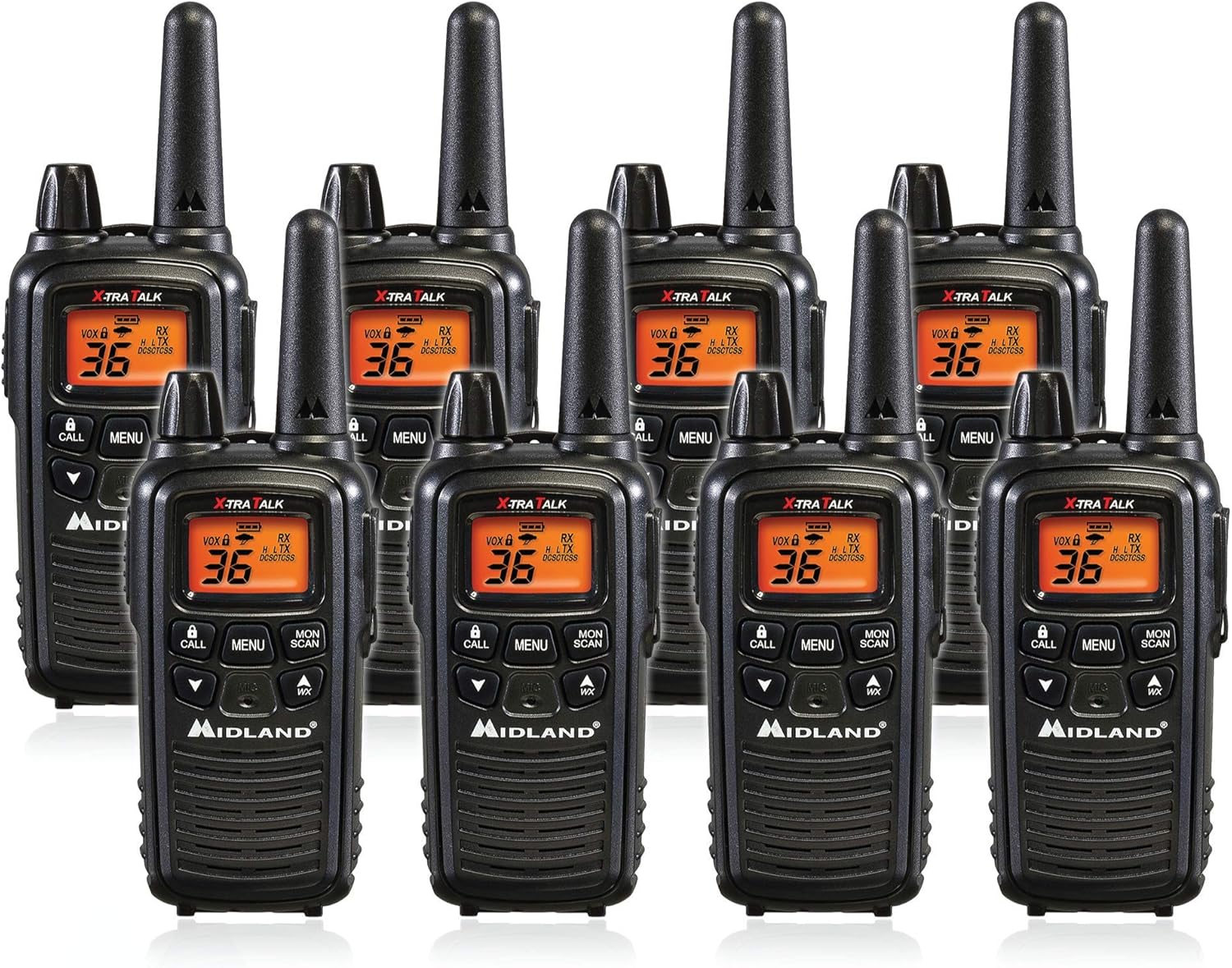 36 Channel FRS Two-Way Radio Walkie Talkie Black 8 Pack G4392