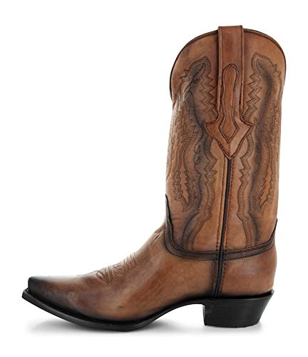 Tan Genuine Leather Snip Toe Cowboy Boots V26433