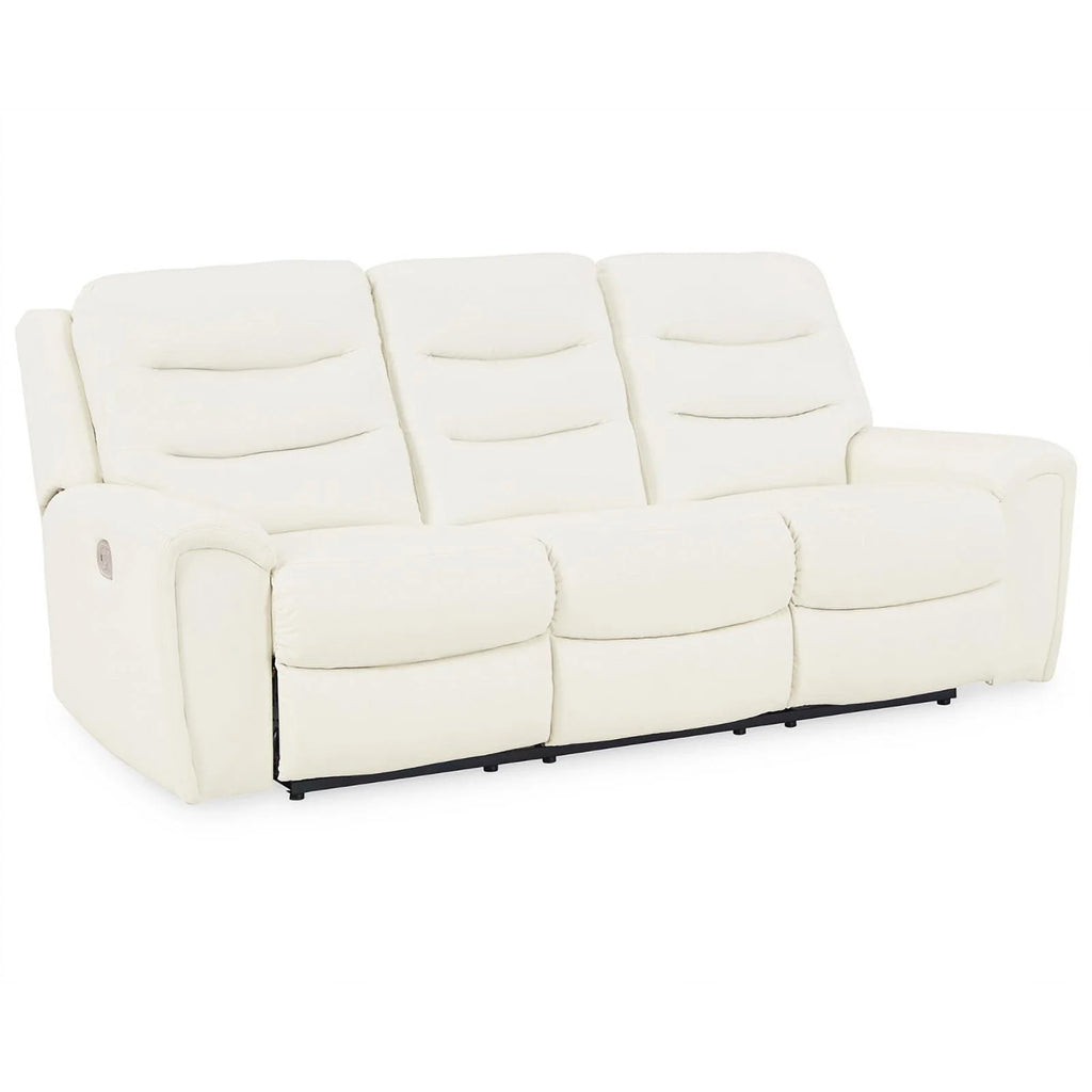 White Faux Leather Power Reclining Sofa A92553