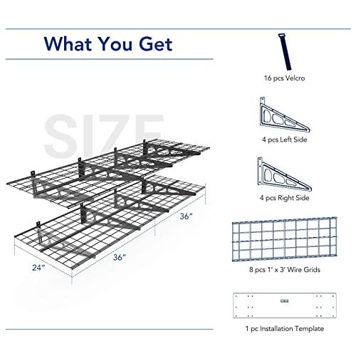 Black 2-Pack 24-inch-by-72-inch Wall Shelf Garage Storage Rack Y996143