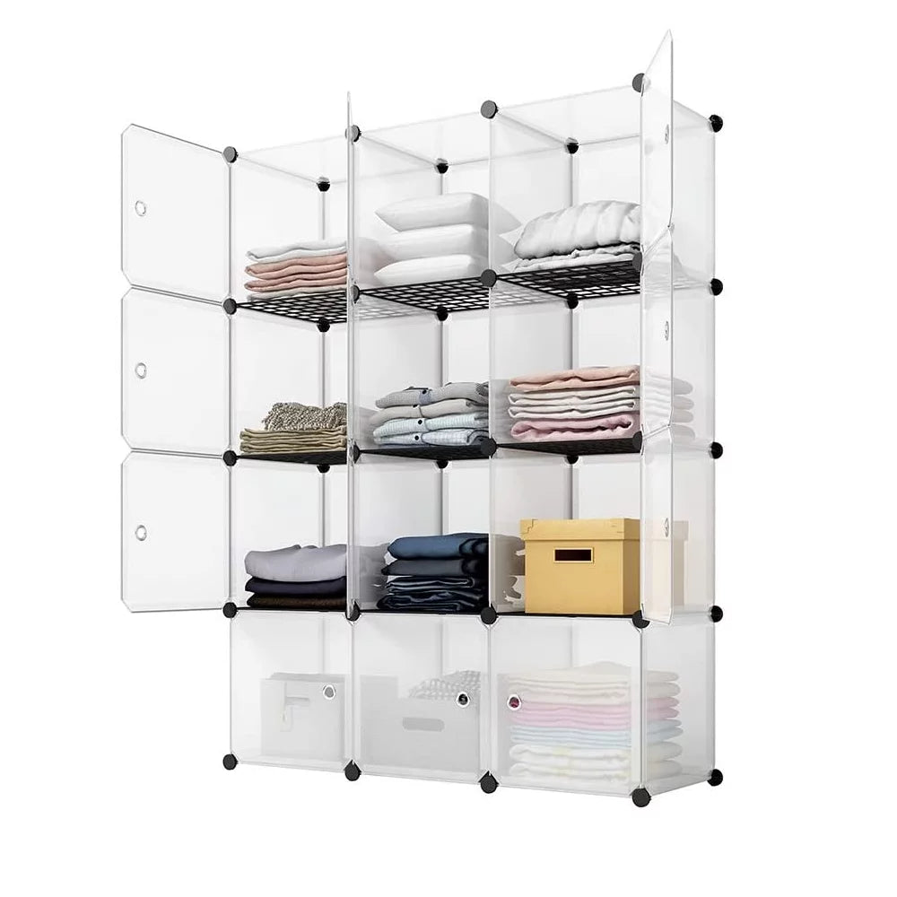 White 12-Cube Plastic Bookshelf T425